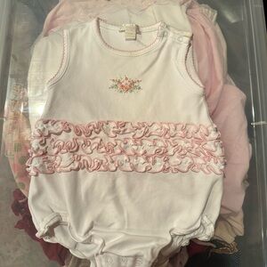 Kissy Kissy White and Pink Ruffle Bodysuit